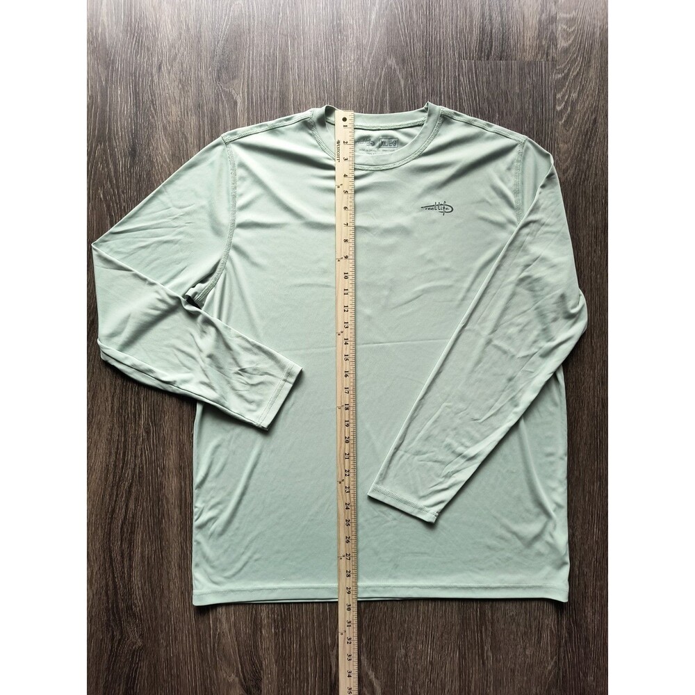 3 Reel Life XL Long Sleeve Fishing T-Shirt LightBlue/Salmon Graphic PolyesterMen